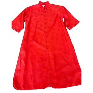 Vintage Ports International red silk 2 piece set Asian motifs size 4,‎ waist 23"